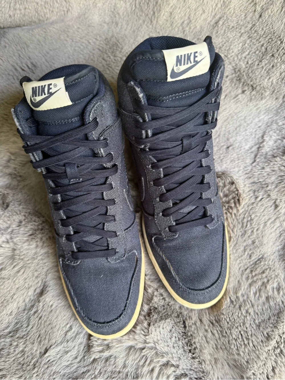 Nike Denim Sky Hi Gum Collection Wedge Sneakers Athleisure Streetwear